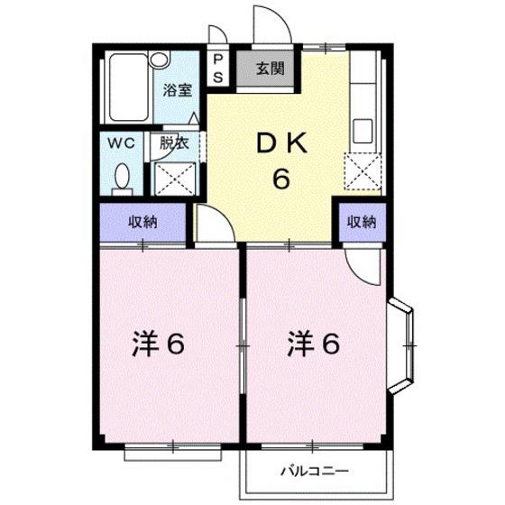 エルディム内田A(2DK/2階)の間取り写真