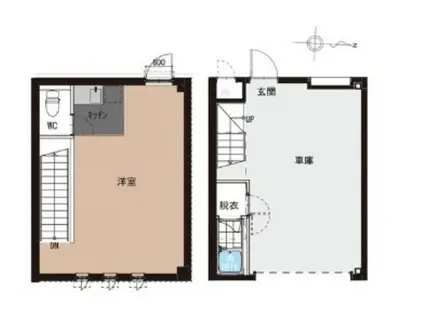 玉井町ガレージハウス(ワンルーム/1階)の間取り写真