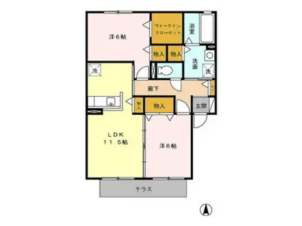 サンシャイン(2LDK/1階)の間取り写真