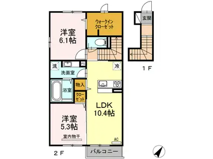 ルクシード(2LDK/2階)の間取り写真