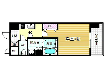 レジュールアッシュ梅田北(1K/7階)の間取り写真