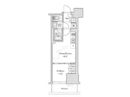ディームス蔵前RESIDENCE(1DK/9階)の間取り写真