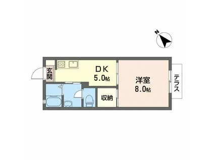 ディアコート豊中III(1DK/1階)の間取り写真