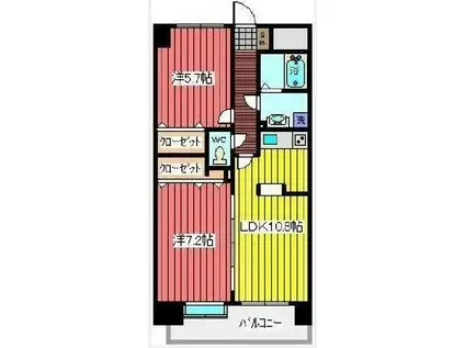 バーディーテラス仲町(2LDK/5階)の間取り写真