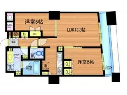 ザ・パークハウス西新宿タワー60(2LDK/19階)の間取り写真