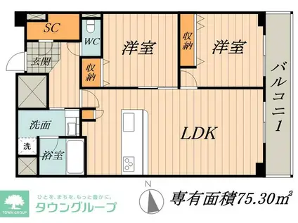 ロイジェント日吉II(2LDK/9階)の間取り写真