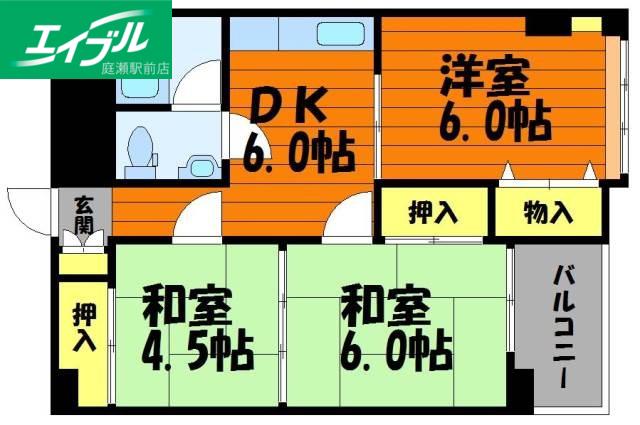 カレント中庄(3DK/2階)の間取り写真