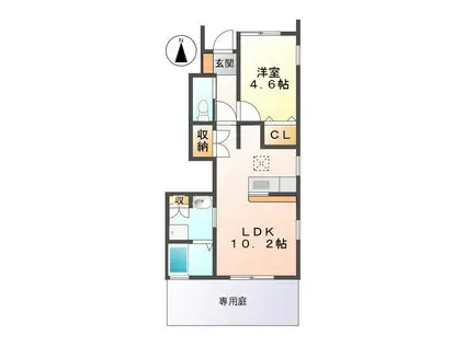 エスポアール(1LDK/1階)の間取り写真