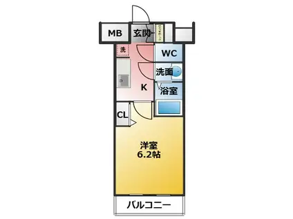 ディアレイシャス名古屋太閤通II(1K/5階)の間取り写真