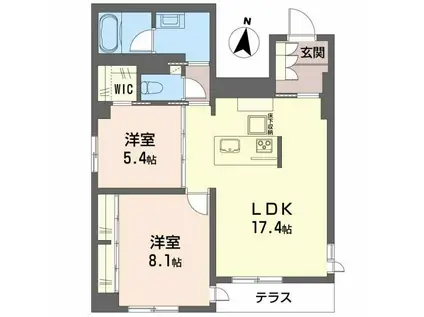 ALBEMARLE上杉(2LDK/1階)の間取り写真