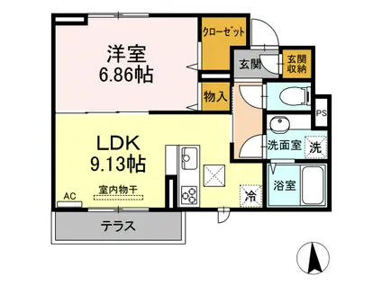 プランドール西武(1LDK/1階)の間取り写真