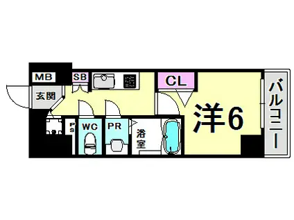 プレサンス三宮エレガンシア(1K/9階)の間取り写真