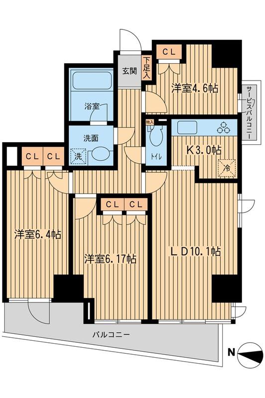 KDXレジデンス千駄木(3LDK/3階)の間取り写真