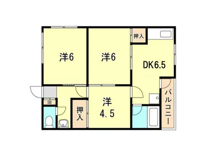 林コーポラス(3DK/1階)の間取り写真