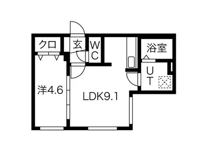 STUDIO中島公園(1LDK/4階)の間取り写真