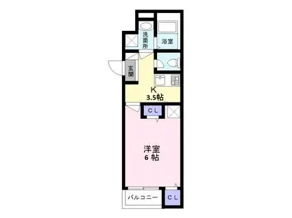 FSTYLE南安井町(1K/3階)の間取り写真