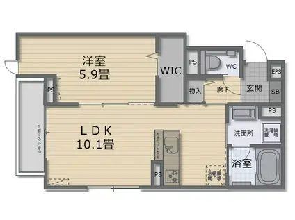 グリーンベリーフィールズ(1LDK/3階)の間取り写真