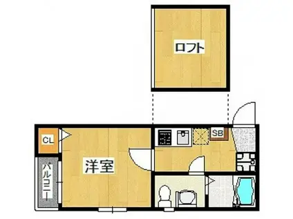 ＪＲ鹿児島本線 吉塚駅 徒歩8分 2階建 築21年(1K/2階)の間取り写真