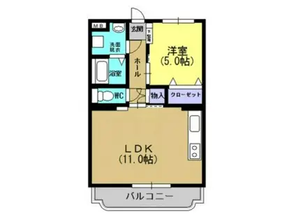 ヒルズ西伊敷A棟(1LDK/3階)の間取り写真