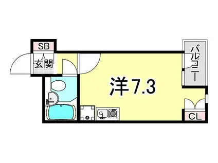 兼久マンション(ワンルーム/6階)の間取り写真