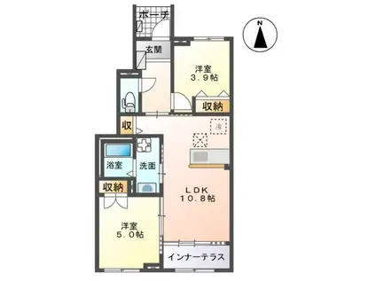 シルフィードII(2LDK/1階)の間取り写真