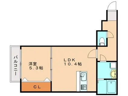 SUNMARK横浜(1LDK/3階)の間取り写真