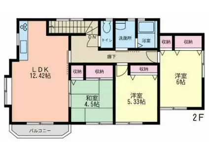 メゾンカワイ第9(3LDK/2階)の間取り写真