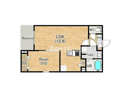 ジーメゾン今伊勢セレナ(1LDK/1階)の間取り写真