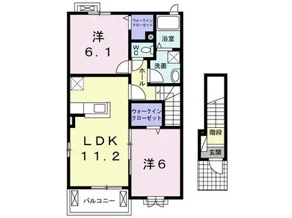 グランデールII(2LDK/2階)の間取り写真