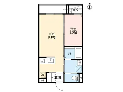 BEARWOOD LAKES市川大野(1LDK/1階)の間取り写真