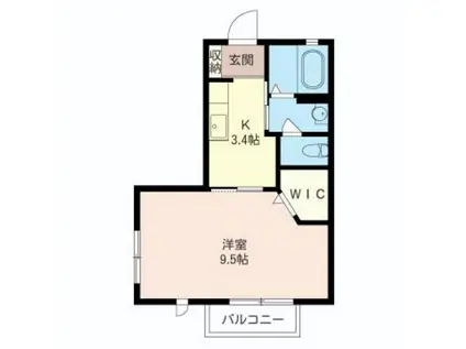 プラウディア湘南(1K/2階)の間取り写真