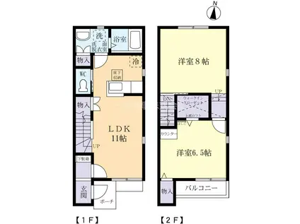 みどりの杜 B(2LDK/1階)の間取り写真