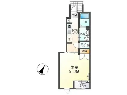 東海村大字村松 アパート(1K/1階)の間取り写真