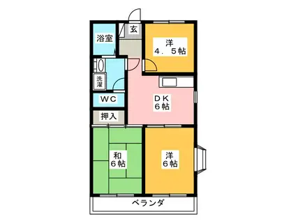 グランドハイム21(3DK/2階)の間取り写真