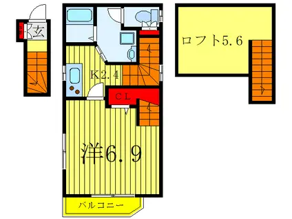LIBERTA前上町(1K/2階)の間取り写真