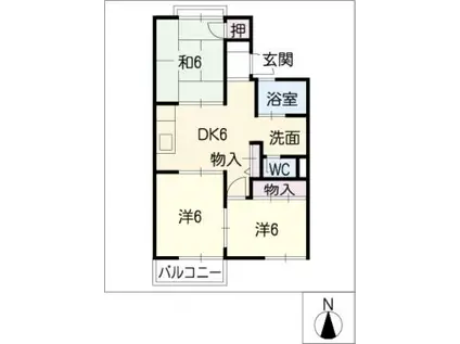 ファミール西前田 B棟(3DK/1階)の間取り写真