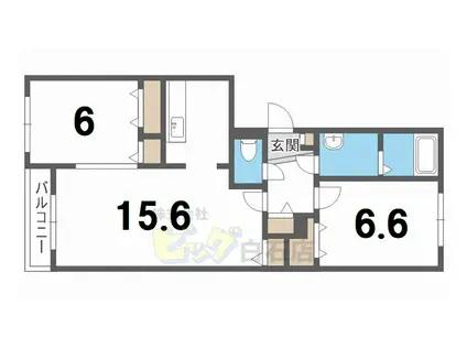 オーブ北郷(2LDK/2階)の間取り写真