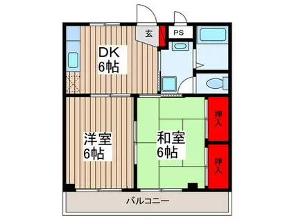 フィール吉田(2DK/2階)の間取り写真