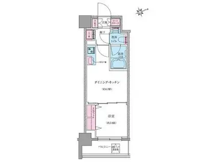 クレヴィアリグゼ世田谷松陰神社前(1DK/7階)の間取り写真