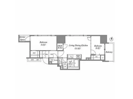 MARKS横浜戸部(2LDK/8階)の間取り写真