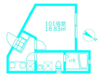モンステラ羽沢(1K/1階)の間取り写真