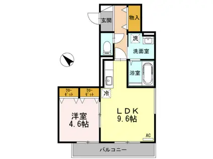 モアフィリアル(1LDK/2階)の間取り写真