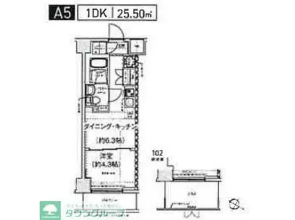 スパシエ幡ヶ谷(1DK/3階)の間取り写真