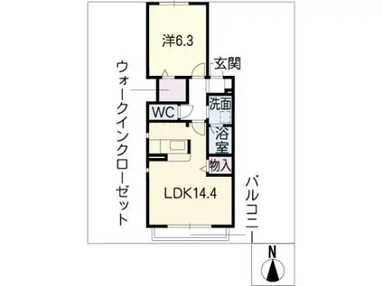 リーベシュテレ(1LDK/1階)の間取り写真