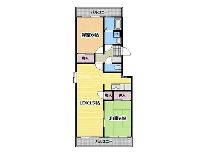 ドルフ高松台(2LDK/1階)の間取り写真