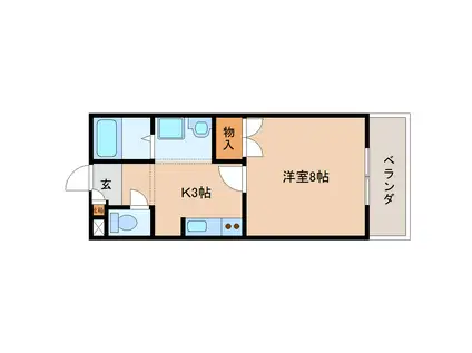 クレシェンド中屋敷(1K/3階)の間取り写真
