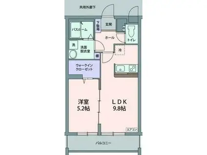祇園山ヒルズ(1LDK/2階)の間取り写真