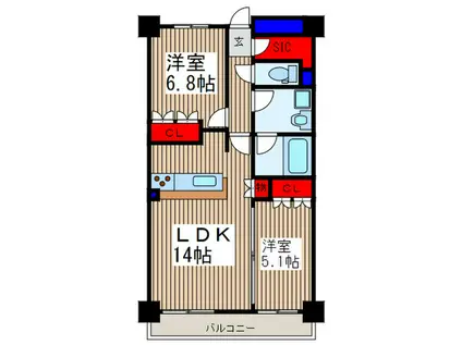 COMFORT STAGE(2LDK/8階)の間取り写真