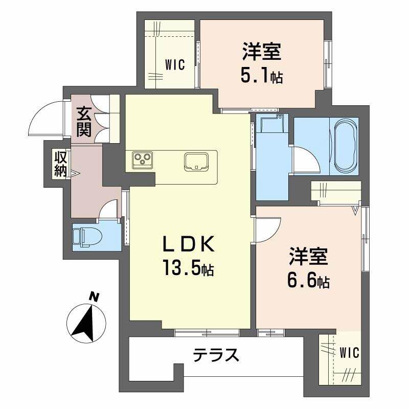 シャーメゾン笹和(2LDK/1階)の間取り写真
