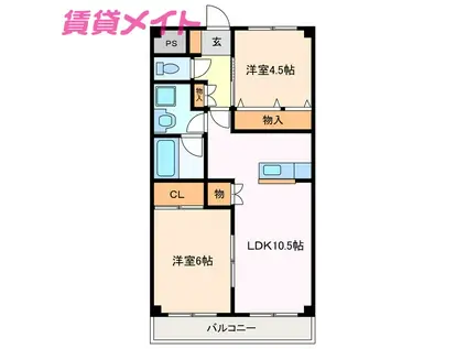 ビバリープレジア(2LDK/1階)の間取り写真